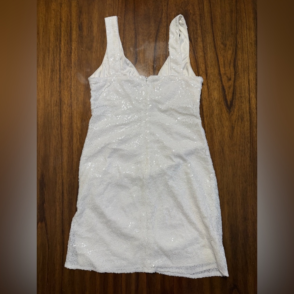 Lulu's White Sequin Mini Dress - Picture 5 of 8